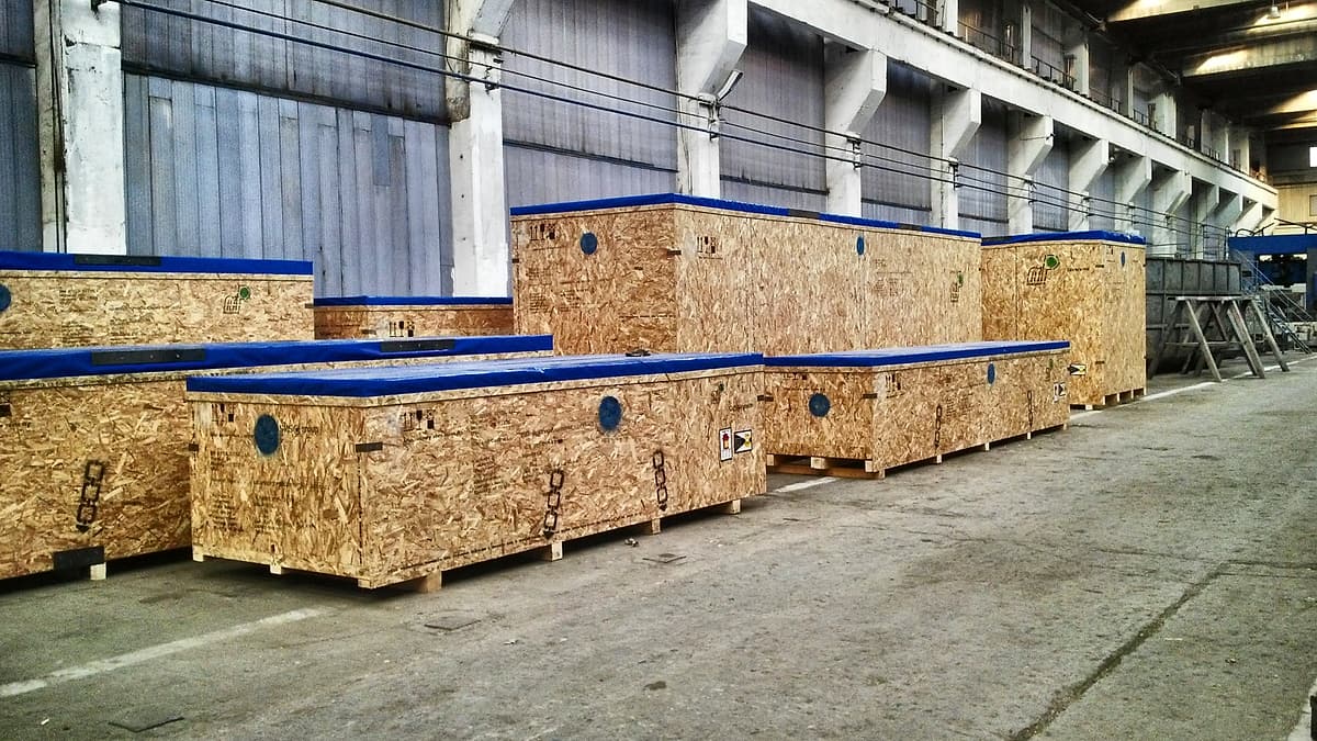 Crates packed for sea freight