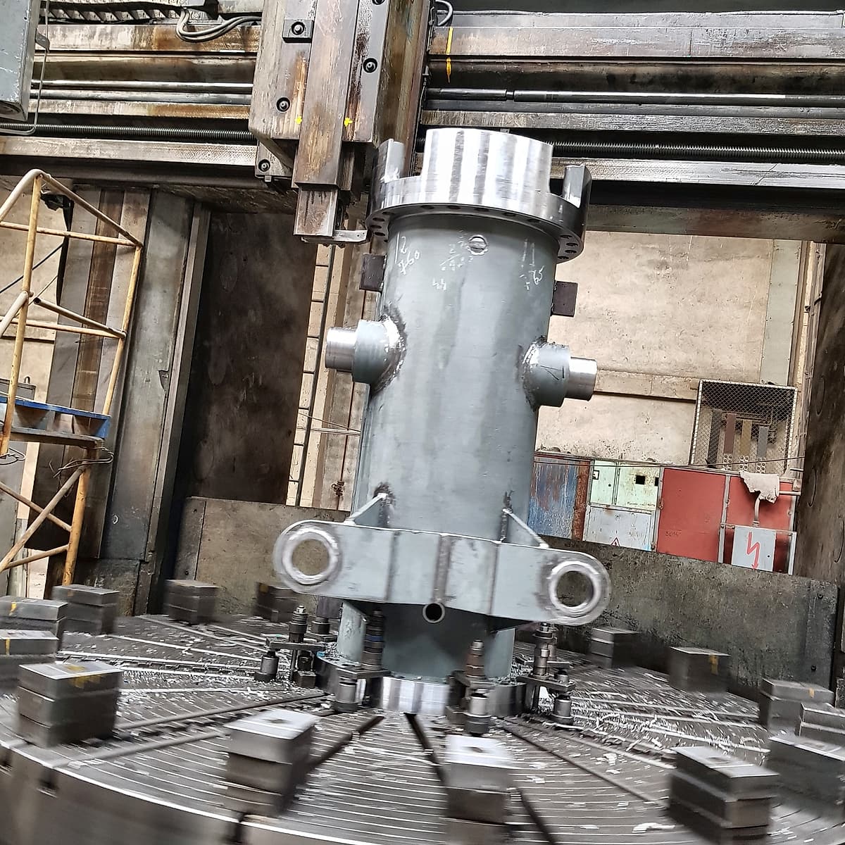 Part on the vertical lathe